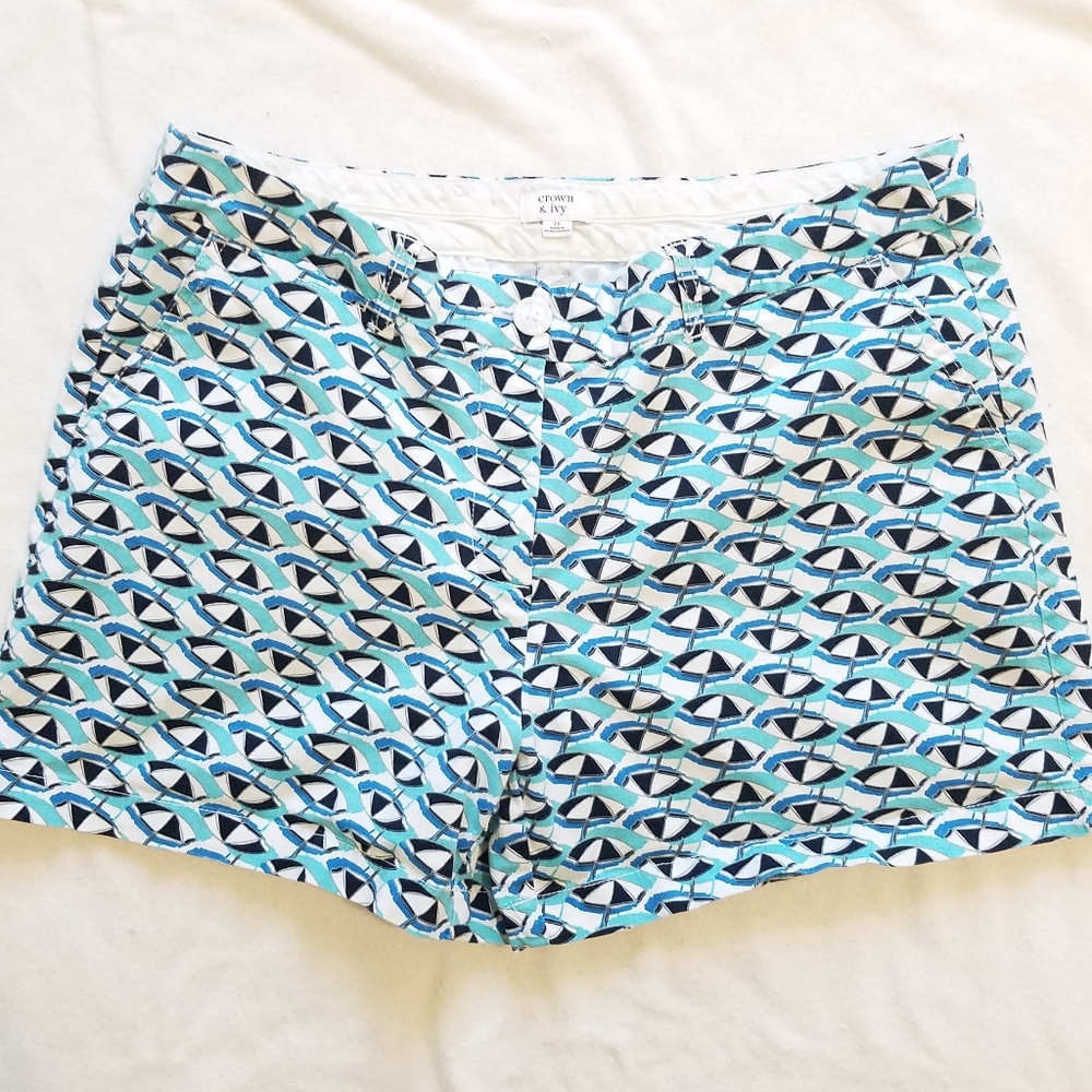 Crown & Ivy Blue, White & Black Umbrella Shorts